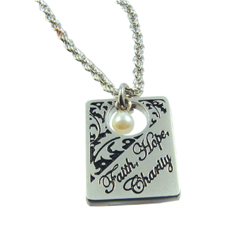 Faith Hope Charity Filigree Necklace