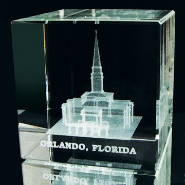 Orlando Florida Temple Crystal Cube