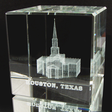Houston Texas Temple Crystal Cube